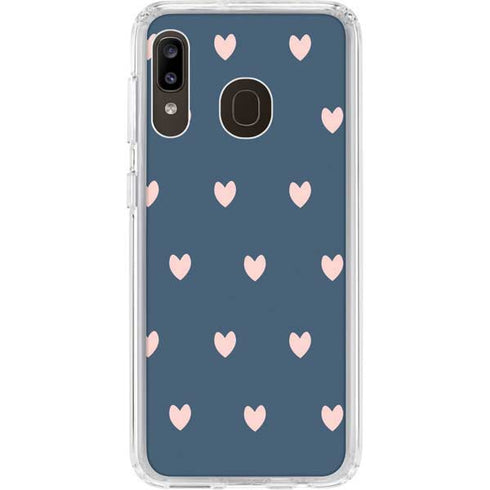 Blue and Pink Hearts Galaxy A20 Clear Case